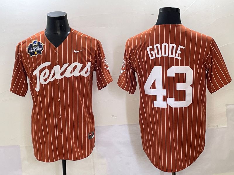 Men 2025 Texas Longhorns #43 Goode Brown stripe Joint Name Nike NCAA Jersey style 13